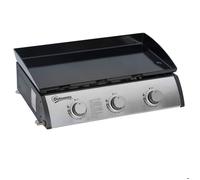 Plancha gaz - Outsunny - acier inox 3 brûleurs 9 kW antiadhésive grande surface gril cuisine - inox - 61x35,5cm
