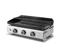 BRASERO BY FAVEX - Plancha gaz Silvia IIG Evo 3 feux - 7,95 kW - plaque fonte émaillée 6 mm - cuisson homogène Stable Flame - 67 x 34 cm - 8 à 10 convives - Clear Flow