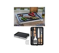 Plancha GRILL électrique 47x37 2000W avec Revêtement antiadhésif et bac récupérateur de jus-cuisson 47 x 37+ USTENSILES