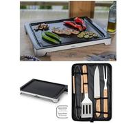 Plancha GRILL électrique 47x37 2000W avec Revêtement antiadhésif et bac récupérateur de jus-cuisson 47 x 37+ USTENSILES