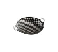 VAELLO - Plancha en Fonte Émaillée Réversible - Plaque de Cuisson Ronde, Face Striée pour Viandes, Face Lisse pour Poissons et Légumes - Noire - Ø 43 cm