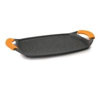 Ibili Plancha pierre basique 47 x 29 cm, fonte aluminium, antiadhésif pierre, compatible induction