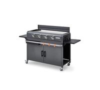 Plancha Lola à gaz sur chariot équipé Gun Metal - BRASERO - 4 brûleurs - Surface de cuisson 88 x 35,5 cm