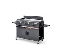 Brasero Plancha à gaz Lola sur chariot Gun Metal 4 brûleurs 88x35,5 cm 9,6 kW jusqu'à 14 convives