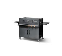 BRASERO - Plancha Lola sur Chariot équipé Gun Metal - 3 Feux à gaz - Jusqu'à 12 convives - Surface de Cuisson 68,5 x 35,50 cm - 7,2 KW - Récupérateur de Graisse, Gun Metal