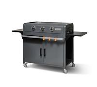 Plancha Lola Gun Metal sur chariot - BRASERO - 3 feux à gaz - Plaque de cuisson Inox - 68,5 x 35,50 cm - 7,2 KW