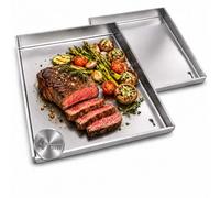Plancha Lot de 2 plaques 30 x 40 cm avec évacuation de la graisse Compatible avec barbecue sphérique Weber 57