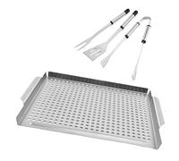 Plancha Plaque De Gril,Plaque De Gril,Plaque De Cuisson Pour Plancha En Acier Inoxydable,Avec Jeu De Spatules Pour Plaque De Cuisson,36x30cm,1.5mm épaisseurs,Rectangulaire,Pour BBQ,Teppanyaki
