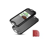 NutriChef Plancha en fonte pour induction réversible compatible gaz, vitrocéramique, électrique Noir