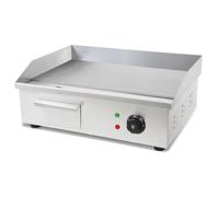 VERTES Plancha Professionnelle 3000W en Acier Inox (Surface de Gril Lisse 55x35cm, Thermostat, Température 50-300°C, Protection Contre les Éclaboussures et la Chaleur, Bac de Récupération)