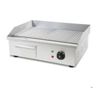 VERTES Plancha Professionnelle 3000W en Acier Inox (Surface de Gril Rainurée 55x35cm, Thermostat, Température 50-300°C, Protection Contre les Éclaboussures et la Chaleur, Bac de Récupération)