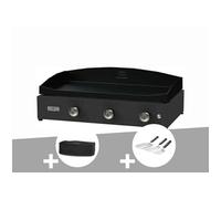 Plancha Pure 375 noire gaz + Housse de protection + Kit 3 spatules - Le Marquier