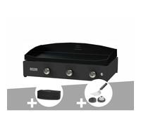 Plancha pure 375 noire gaz + housse de protection + kit de nettoyage - le marqui