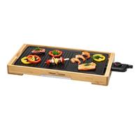 Profi Cook PC-TYG 1143 - Plancha/Planche Teppanyaki - Cadre en bambou - Thermostats régmabme - Plaques de grille céramisées - 2200 Watts, Bois/Noir