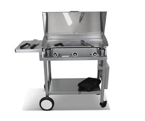PLANCHAELEC - Pack Plancha Electrique LUX 830-3600W - Chariot Monceau + Accessoires - Inox - 3 Thermostats Réglables - Made In France - L83 X P45 X H20 cm
