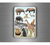 Planche 10 Gommettes Autocollants Stickers Enfant Carte Animaux Jungle Savane