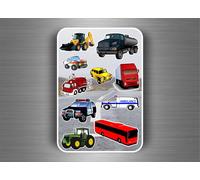 Planche 10 Gommettes Autocollants Stickers Enfant Carte Voiture Camion Chantier