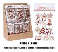 planche 12 autocollants bois rouge noël G