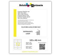 Planche 12 Étiquettes Polyéthylène blanc 105 x 48 mm Ultra-résistante, imperméable. étiquette plastifiée, synthétique. étiquette autocollante extérieur waterproof - pour imprimante laser UGEPET12 (10)