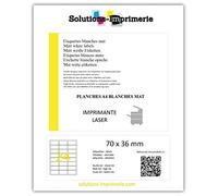 Planche 24 Étiquettes Polyéthylène blanc 70 x 36 mm Ultra-résistante, imperméable. étiquette plastifiée, synthétique. étiquette autocollante extérieur waterproof - pour imprimante laser UGEPET24 (10)