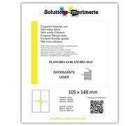 Planche 4 Étiquettes Polyéthylène Blanc A6 105 x 148.5 mm Ultra-résistante, imperméable. étiquette plastifiée, synthétique. étiquette autocollante extérieur - imprimante Laser UGEPET4 (50)