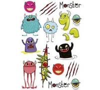 Planche 9 x 13 cm Tatouages éphémères Enfant - Les Monstres Multicolore