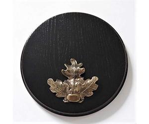 Planche à armes - Plaque de trophée ronde - Foncé AF - 19 cm - Avec feuille de chêne - Grande feuille de couverture