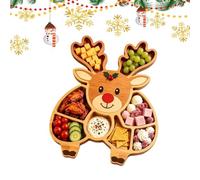 Planche à charcuterie en bois divisée en forme de renne | Plateau de Noël en bois pour fruits, desserts, fromage, viande, noix, bonbons, collation, Thanksgiving, cuisine