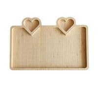 Planche à charcuterie en forme de cœur Assiette double en forme de cœur Assiette à dîner Plateaux et plateaux de service en bois Plateau de service de la Saint-Valentin pour collation (D, One Size)