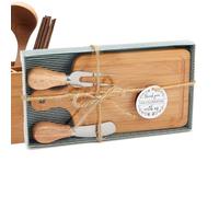 Planche à Charcuterie Set,Plateau Apéritif | Planche à Découper en Bois avec Couteaux et Étiquette Merci Carrée pour Réunion Familiale Anniversaire Housewarming Invités