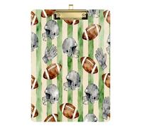 Planche à clip A4 avec motif casque de rugby rayé vert et beige - Planche à pinces pour menu - Pour les restaurants, les étudiants, les filles, les enseignants, les enseignants - Taille 22,9 x 30,5 cm