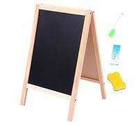 Planche à craie à double face pliable double face 16x10 pouces de chevalet en bois avec marqueur de craie Box pour les enfants l'âge 3 ans. Dessin peinture