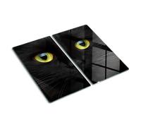Planche à Découper 2x30x52 cm Bords Polis Pieds Antidérapants Décoration Contact Alimentaire Résistant à la Chaleur Symétrique Modernité Avec Impression - Yeux de chat