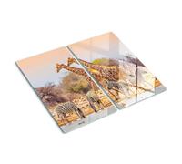 Planche à Découper 2x30x52 cm Bords Polis Résistant à la Chaleur Symétrique Pieds Antidérapants Modernité Avec Impression Décoration Contact Alimentaire - Girafes et zèbres