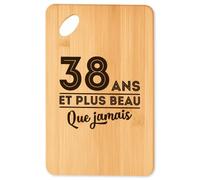 Planche à découper 38 ans et plus beau que jamais - Plateau Apéro en Bambou Cadeau Original Cuisine Barbecue