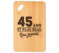 Planche à découper 45 ans et plus beau que jamais - Plateau Apéro en Bambou Cadeau Original Cuisine Barbecue