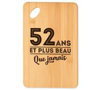 Planche à découper 52 ans et plus beau que jamais - Plateau Apéro en Bambou Cadeau Original Cuisine Barbecue