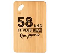 Planche à découper 58 ans et plus beau que jamais - Plateau Apéro en Bambou Cadeau Original Cuisine Barbecue