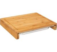 Five - Planche à découper en Bambou avec bac tiroir intégré en INOX 35 x 28.5 cm