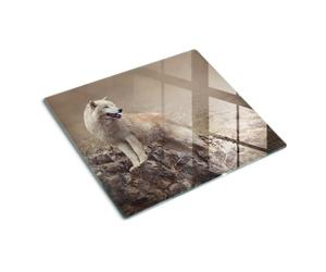 Planche à Découper 60x52 cm Symétrique Décoration Résistant à la Chaleur Avec Impression Contact Alimentaire Bords Polis Pieds Antidérapants Modernité - Rocher du Loup Blanc