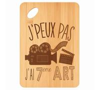 Planche à découper 7ème Art J'peux pas - Plateau Apéro en Bambou Cadeau Gravé pour Homme Femme Cuisine Barbecue