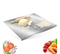 Planche a Découper Acier Inoxydable 304 Robuste avec Bord Arrêt, Plan Protege de Travail Cuisine, Plaque Inox Surface Antiadhésive Polis Coins Arrondis pour Viande, Pâtisserie, Légumes & Fruits