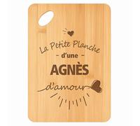 Planche à découper Agnès d'Amour - Plateau Apéro en Bambou Cadeau Gravé pour Femme Cuisine Barbecue