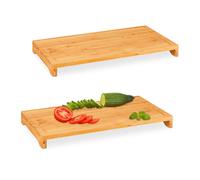 Relaxdays Planche à découper en bambou antibactérienne antidérapante XXL 52 x 29 cm – lot de 2