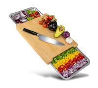 Planche a decouper avec bac recuperateur magnétique - en bambou de haute qualité - avec tiroir - Planche en bois de cuisine