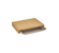 Nogent Planche à découper Guillouard en bambou 1 tiroir bac en ninox 28,5 x 21 x H 4 cm