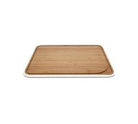 Pebbly Planche à découper avec rigole Bambou naturel Blanc 35 x 25 cm