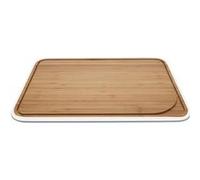 Pebbly Planche à découper avec rigole Bambou naturel Blanc 35 x 25 cm