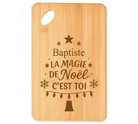 Planche à découper Baptiste Magie de noël Sapin - Plateau Apéro en Bambou Cadeau Noël Gravé Collègue Cuisine Barbecue