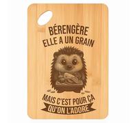 Planche à découper Bérengère Hérisson Grain - Plateau Apéro en Bambou Cadeau Gravé pour Femme Cuisine Barbecue